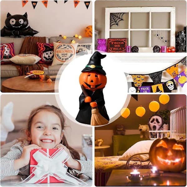 Halloween Pumpkin Doll, Resin Pumpkin Desktop Decorations for Home Office Store Decoration