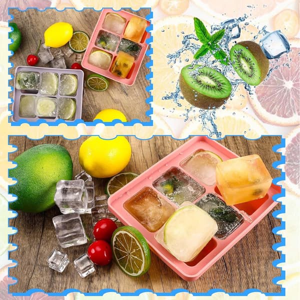 3-pack Ice Cube Trays, Silicone Ice Cube Molds with Lids, Large Square Ice Cubes 5 cm, Stackable and Dishwasher Safe, for Cocktails, Whiskey, Fruit, Ice