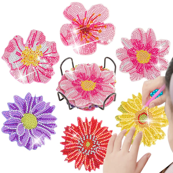 Diamantmålade underlägg Blommor Diamantmålade teunderlägg