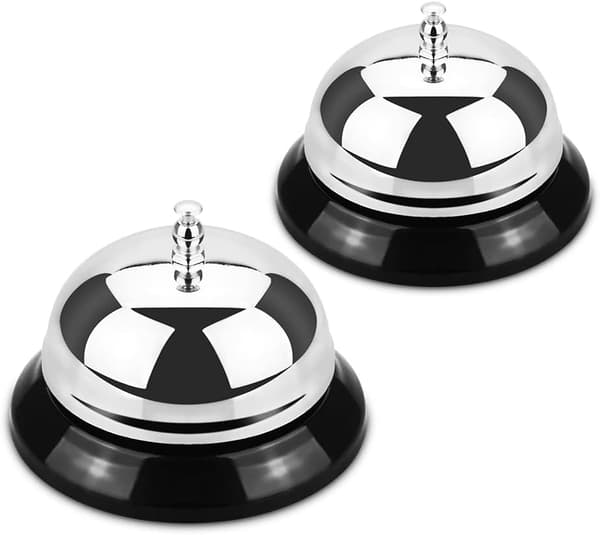 (3,35 tommer diameter) (Sølv) (2-pak) Klokke, serviceklokke til