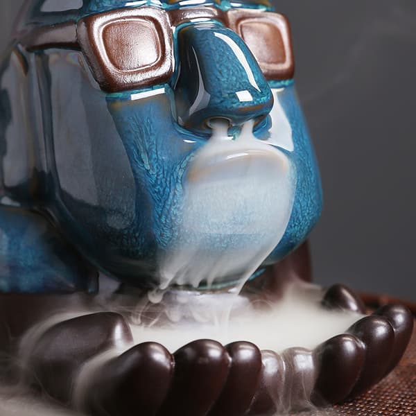 Keramisk backflow rökelsefigur staty solglasögon backflow rökelsebrännare staty näsborre rök aromaterapi prydnader
