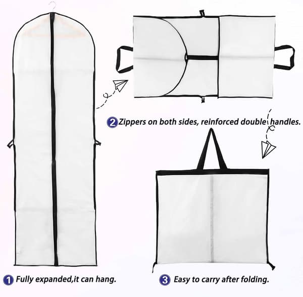 3 stk lange brudekjoleovertræk 60x180cm aftenkjoleovertræk til B