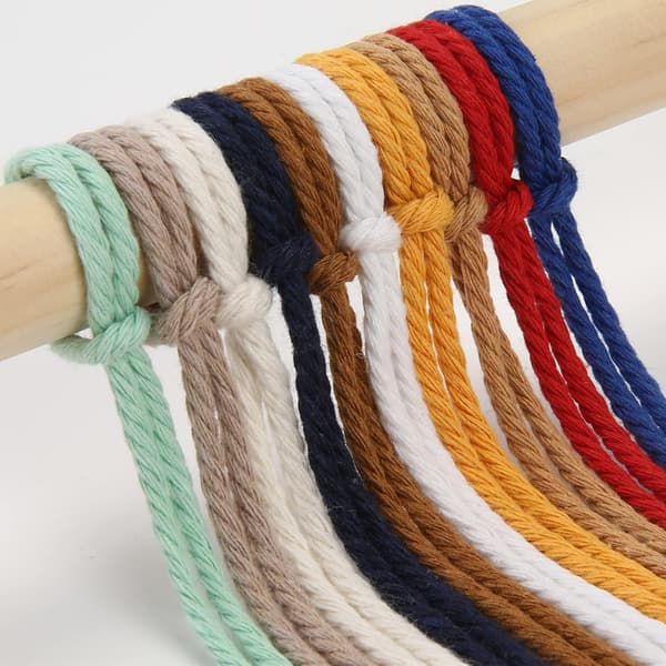 Makramé Garn 3mm x 100m Premium Bomulds Makramé Reb, 4-trådet Snoet Blødt Bomuldsreb, Et af de Mest Perfekte Materialer (Beige)