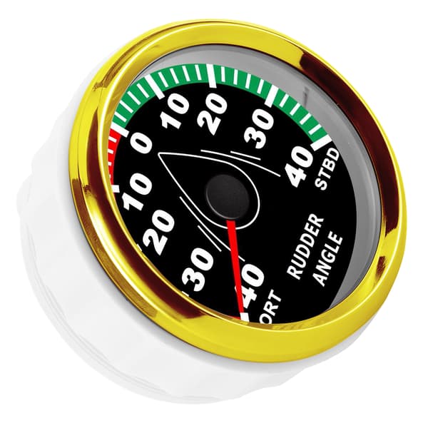 85mm Boat Rudder Angle Gauge IP67 Waterproof Multi-color Backlit 9-32V Direction Adjustable (Black Dial Gold Cover)