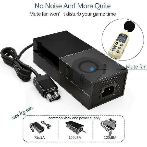 Xbox One Strømforsyning, [Opgraderet Version] Xbox AC Adapter Erstatningsoplader til Microsoft Xbox One, Spænding 100-240V)