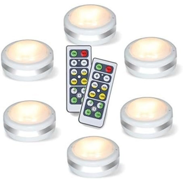 LED Puck Lights - Battery Operated with Remote Control (6-pack)