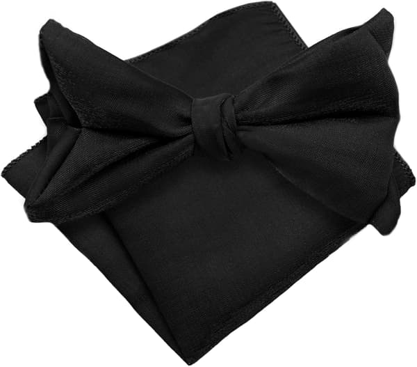 Flugor för män Förtillverkad Enfärgad Slips med Näsduk i Presentförpackning Bröllopsmiddag Examen Svart - Black