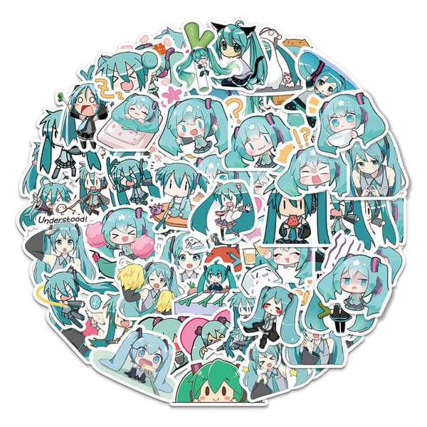 65 chibi-versio Hatsune Miku -tarroja