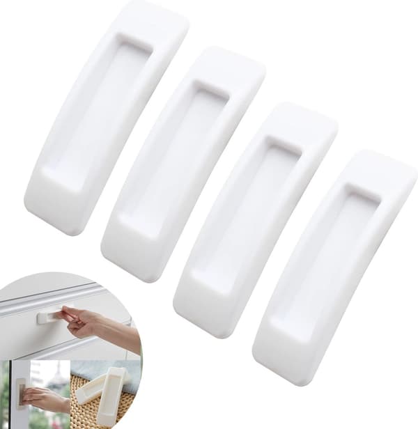 Sliding Door Window Handle, Self-Adhesive Sticker, White, 4 Pieces