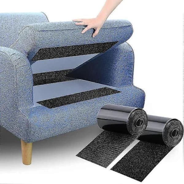 Sofapute Grepetape Selvklebende Borrelås Sklisikker for Sofaputer og Møbler Svart 10cm x 1.5m