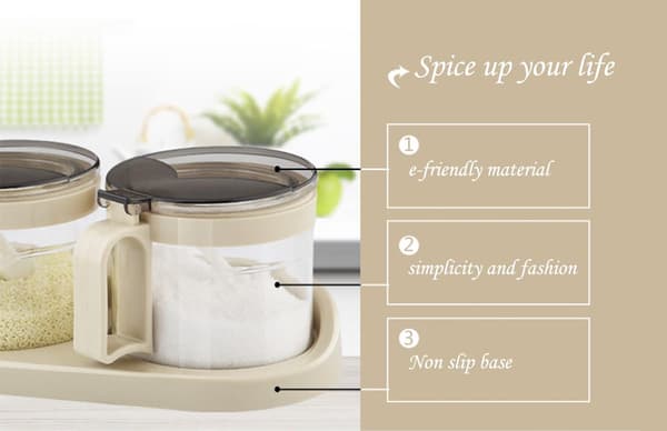 Sett med 3 beige assorterte glasskrukker for glassplater - 3 serveringer