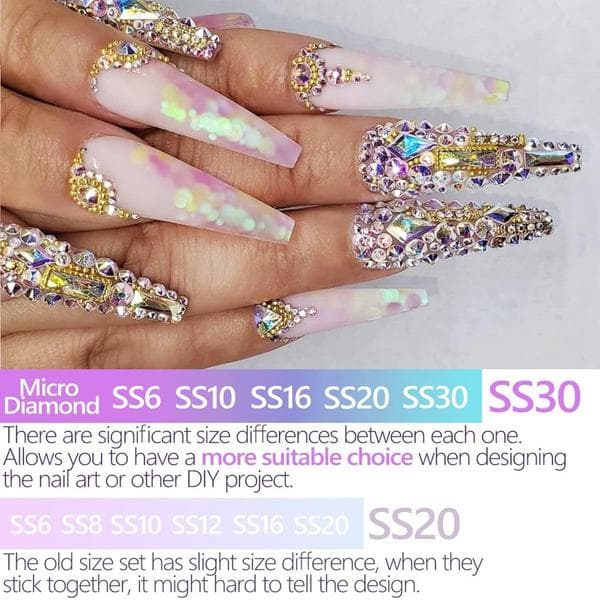 4010 stk. Crystal AB Glittersten Strass Negle, 6 størrelser (1,6-6 mm) til SS30 K9 Glas