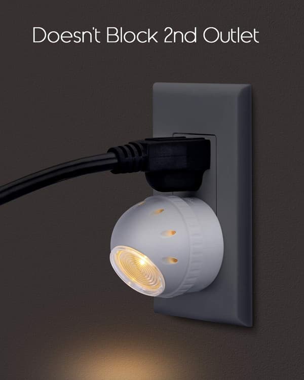 Natlampe med stik, varmhvid LED-natlampe, 360° rotation,
