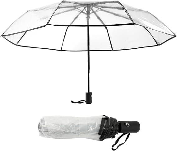 Automatic Folding Transparent Umbrella, Automatic Opening and Closing Transparent Folding Umbrella Transparent Umbrella