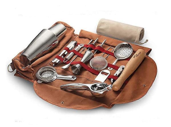 Canvas Bartender Kit, Shoulder Bag for Bartender Accessories Storage, Shockproof Bartender Kit, Coffee