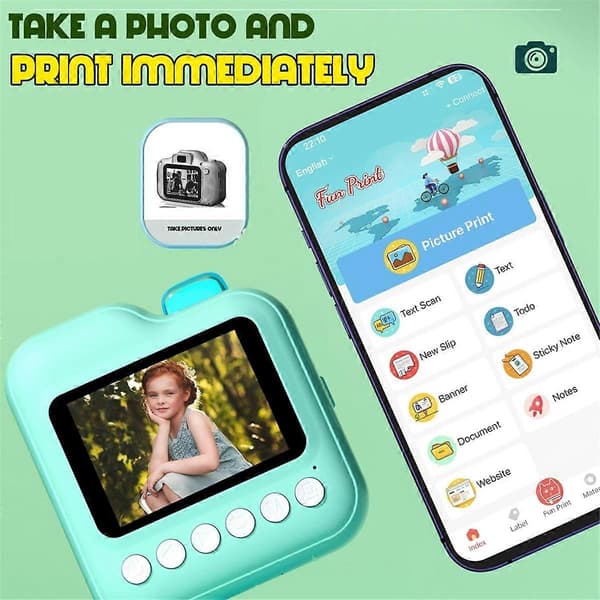 Kids Instant Printer Camera Gift Children Digital Video Camera Photo Thermal Printing Camera Pink