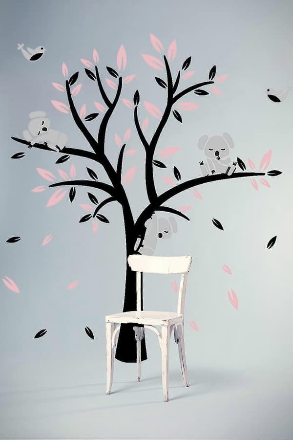 Koala Tree Wall Decals 3 Koalas Branches Decals Self-Adhesive Kids Room Baby Room De