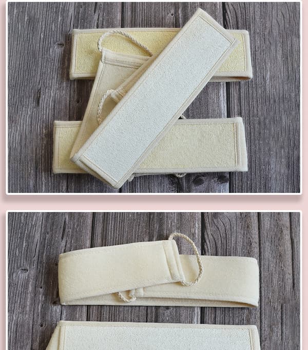 Beige Bath Strap Scrubber, Organic Exfoliator, Massage