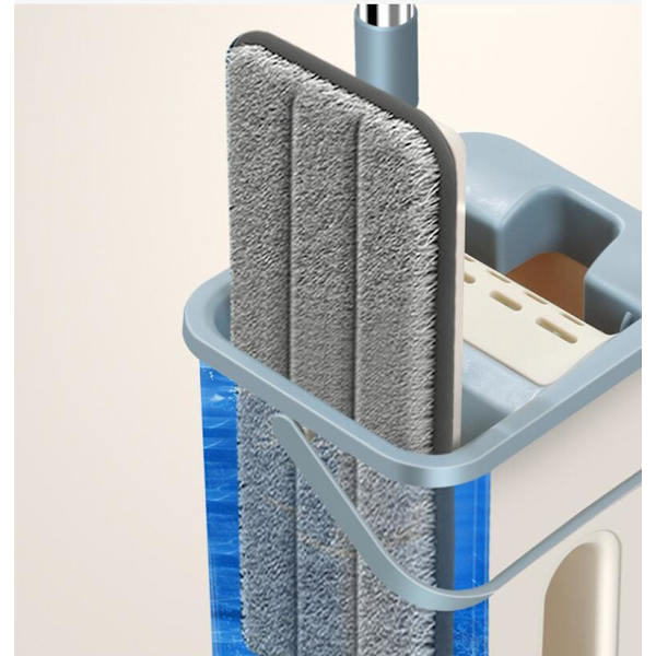 360° Flat Press Mikrofiber Flat Moppbøtte Sett, 1 Moppesett + 2 Pader