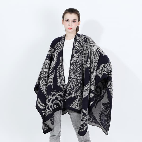 Dame tørklæde wraps Stole Vinter Varm Tykt tæppe Oversized tørklæder (blå)