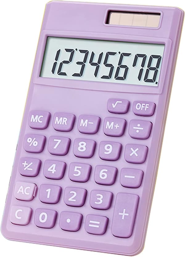 Basic Calculator, Cute Pocket Size Mini Calculator for School, Office, Home (Purple)