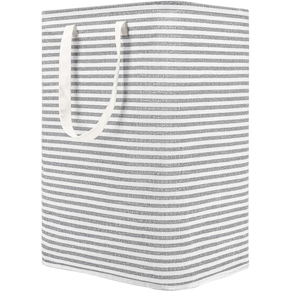 80L Freestanding Laundry Hamper with Handles, Foldable Large Cotton Storage Basket for Clothes (Grey)-FX-