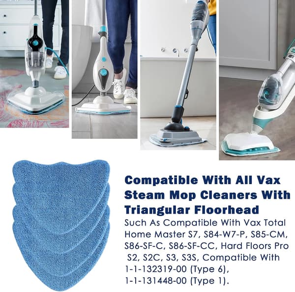 4 stk dampmoppeputer kompatible med Vax dampmopper S85-CM S86-SF-CC S86-SF-C og flere, mikrofiber mopperengjøringsputer erstatningsmoppepute