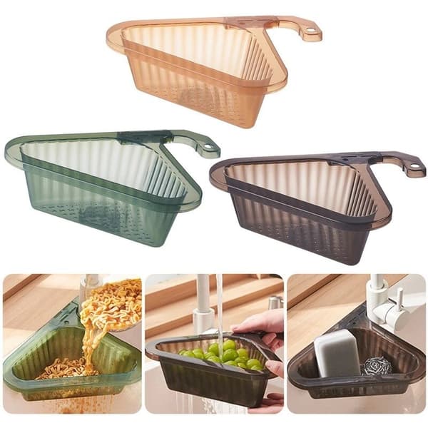 Kitchen Accessories Triangular Sink Drainer Leftover Strainer Sink Swan Drain Basket Fruit and Vegetable Drain Basket Sink Strainer 1 Piece (Green)