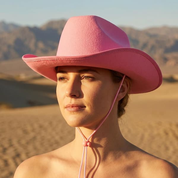 Pink fest cowboyhat 3 stk til kvinder og pigers western -