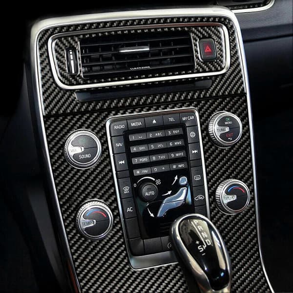 Kulfiber Central Konsol Gearskiftepanel Trim Cover Tilbehør Passer til V60/S60 2010-2017 Venstrestyret