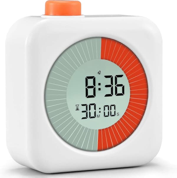 Visuell Timer Digital, 60-minutters 3-i-1 Nedtelling Rotasjons Timer for Barn og Voksne, LCD-Skjerm Pomodoro Tidsstyring