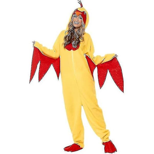 Kananpuku miehille, keltainen siipikarjan Halloween-haalaripuku L