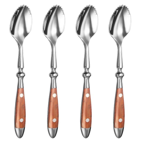 Grapefruit Spoons, 4 Pcs Serrated Grapefruit Spoons, 18/8 Stainless Steel Fruit Spoon Kiwi Spoon with