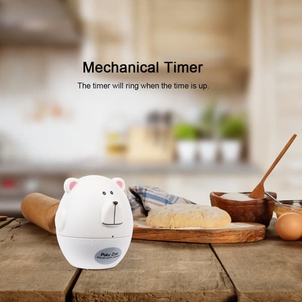 Portable Cute Cartoon Animal Bear Shape Kitchen Cooking Mechanical Timer Alarm White