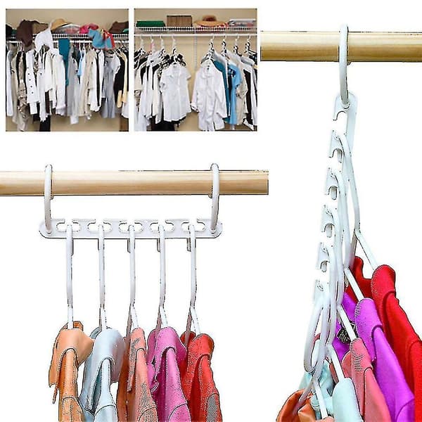 Plassbesparende Multifunksjonell Magisk Wondergarderobe Organizer Henger Klær 8stk-9