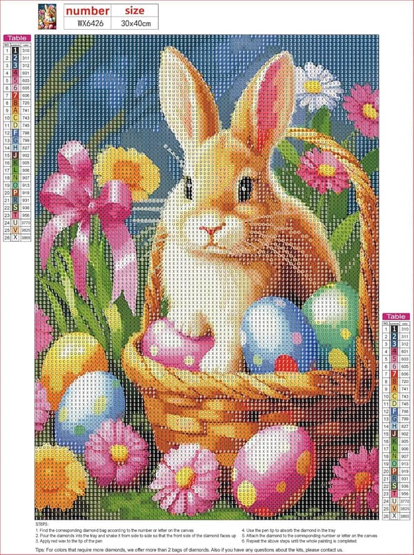Påsk, 5D Diamantmålningsset Djur Kanin, 30x40 cm (stil 14)