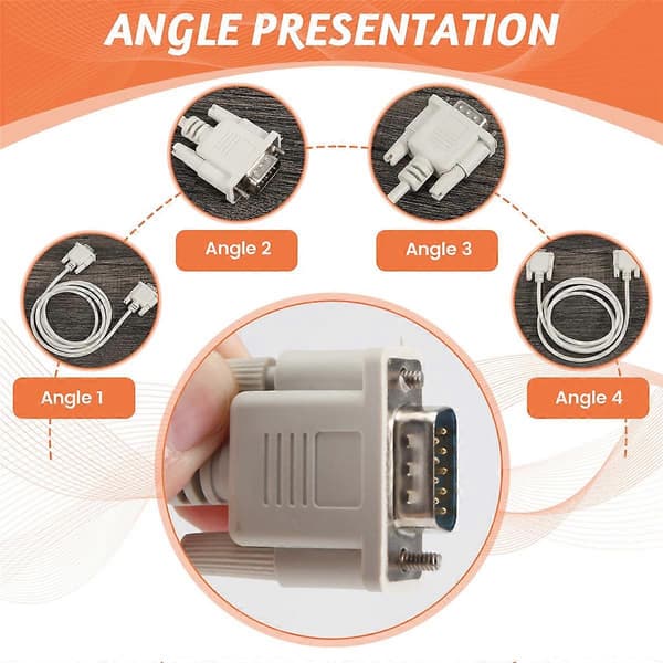 VGA DB15 Han Til RS232 DB9 Han Adapterkabel / Videografik Forlængerkabel (Hvid, 1.4M)