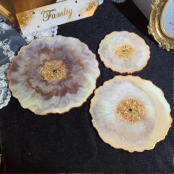 Transformative Geode Silicone Molds, Uniquely Shaped Edge Resin Tray Molds for Epoxy Resin Casting, DIY Home Decor, Agate Coaster Molds