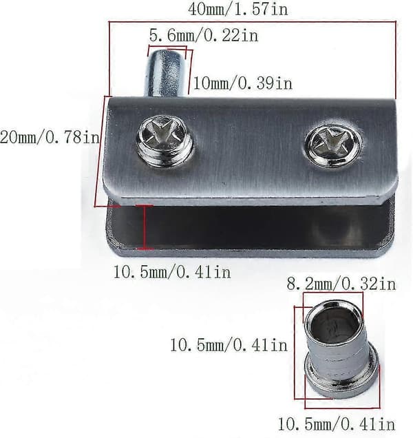4-pak Glasdørhængsel 90° Drejehængsel, Slagfrit Glas, Rustfrit Stål, Passer til 5-8mm Glas [DB]