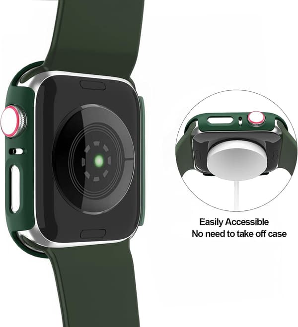 (Transparent) Case Compatible with Apple Watch 44MM, 2 in 1 Protective PC Hardening Case and HD Tempe