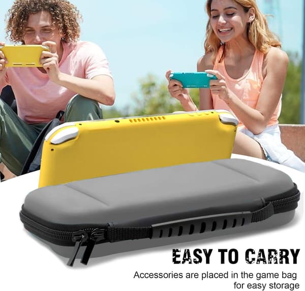 (Grå) 1 stk. Nintendo Switch Lite-etui, hårdt etui til Nintendo Switch Lite-konsol, inklusive 8 spilkort, JoyCon og andet tilbehør.