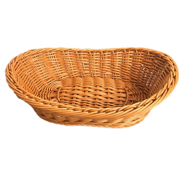 Oval Flätad Korg i Wicker Rustik Stapelbar Frukt Snacks Serveringskorg För Kök Restaurang Small size