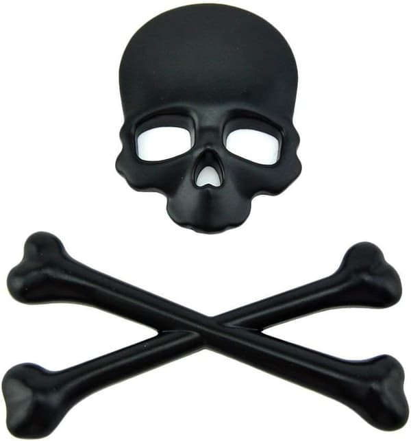 2 stk. (9*8,5 cm, Sort) 3D Metal Personlighed Dødningehoved Skelet Døden