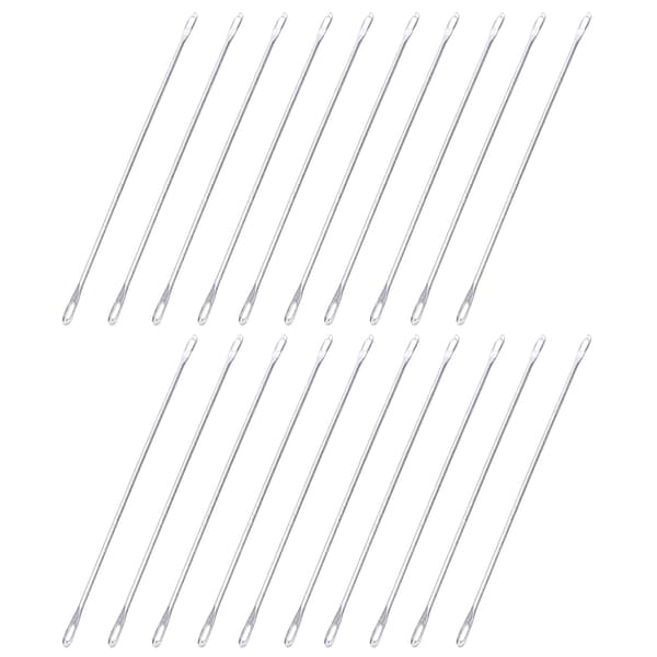 20 pcs Double Eye Needle Metal 9 cm Long Transfer Needle Fits Knitting Machine