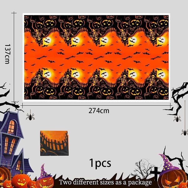 Halloween Tablecloth, 137X274cm Tablecloth Halloween Decoration, Spooky Pumpkin Tablecloth, Rectangular Tablecloth, Halloween Skeleton Tablecloth, Wat