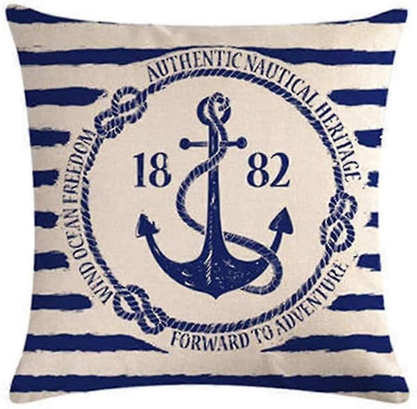4-pakning Putetrekk Seiling Navigasjon Kompass Dekorative Putetrekk Bomull Lin Prydpuder 45x45 Cm
