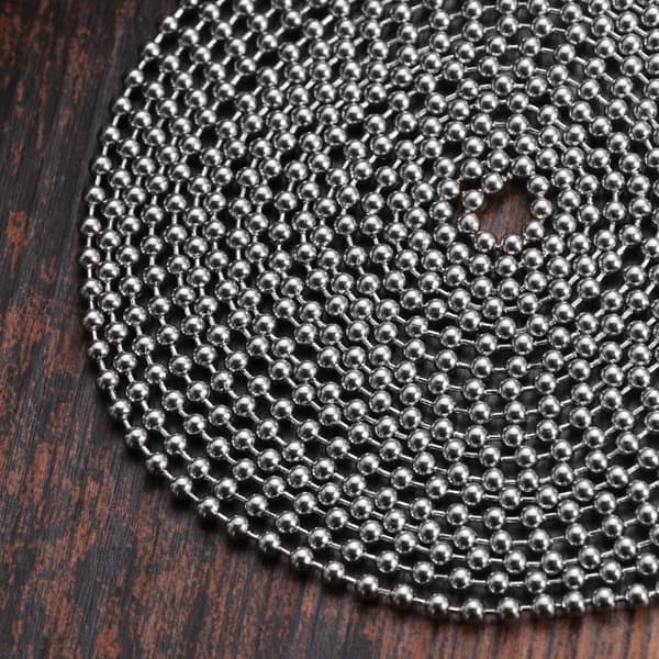 Kuglekæde 3 meter lang med 2,4 mm diameter og 10 blandede forbindelsesled