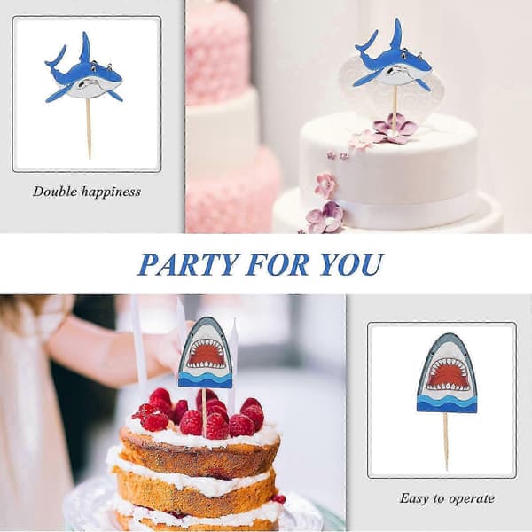 20 stk Søte Haier Kake Topper Bursdagsflagg Kake Topp Bursdagsfest Tilbehør
