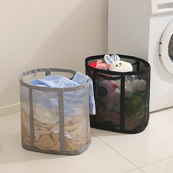 Foldable Laundry Basket with Handles Portable Collapsible Dirty Clothes Organizer Black Black