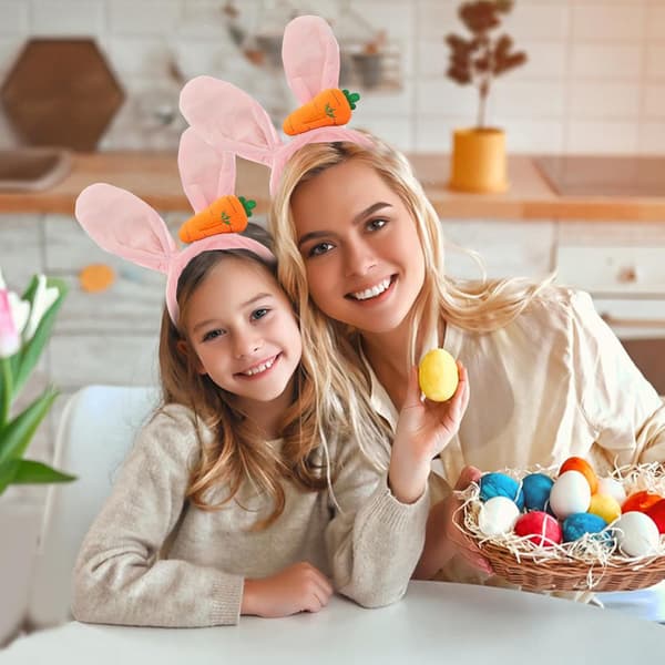 Easter Bunny Ears Headband (Pink) with Carrot, 1 Rabbit Headband,